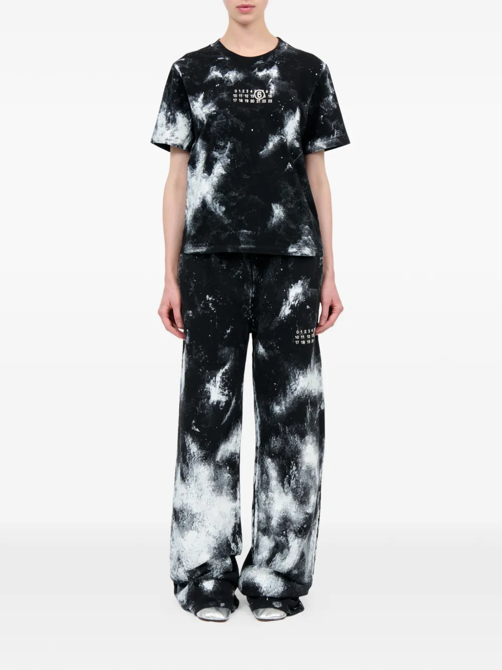 MM6 Maison Margiela T-shirt met tie-dye print Zwart