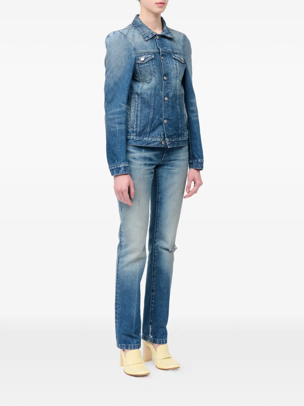 MM6 Maison Margiela Denim jack met knopen Blauw