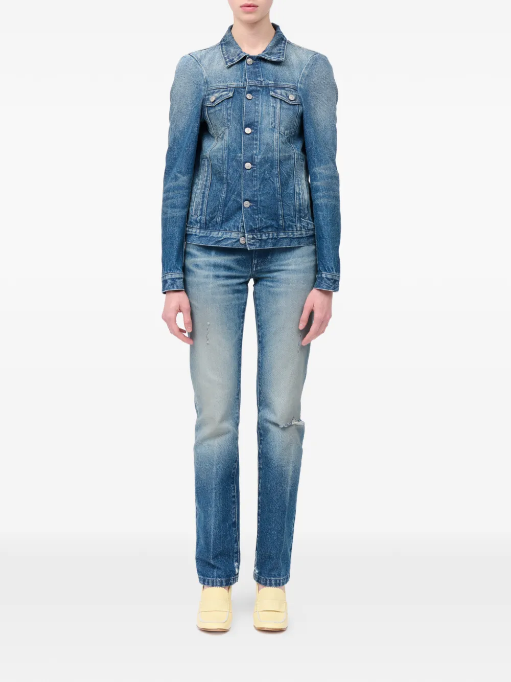 MM6 Maison Margiela Denim jack met knopen Blauw