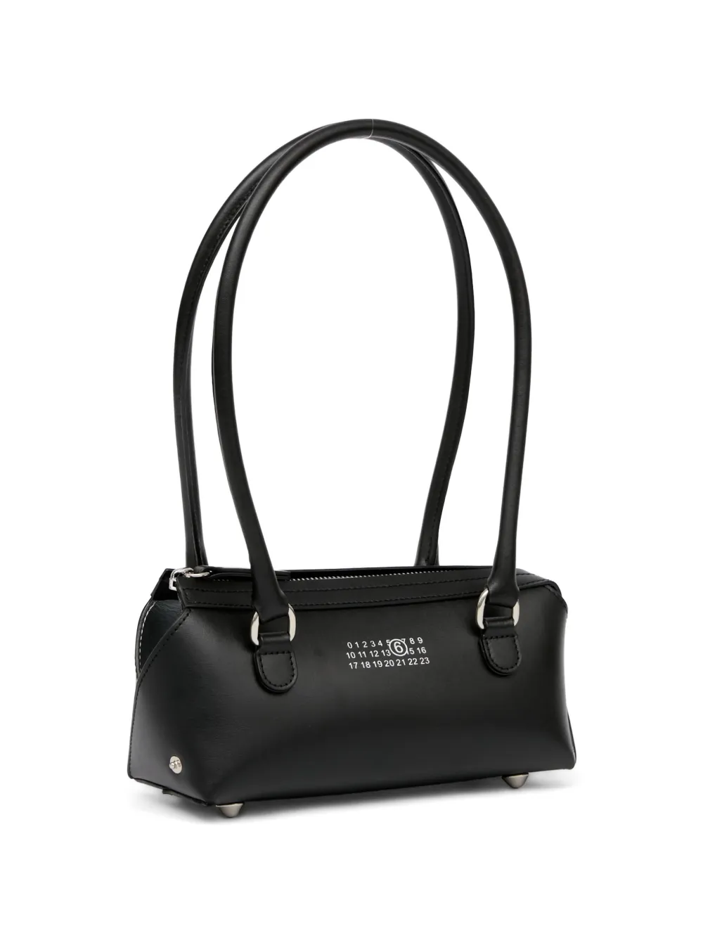 MM6 Maison Margiela Bauletto leren schoudertas met logo-print Zwart