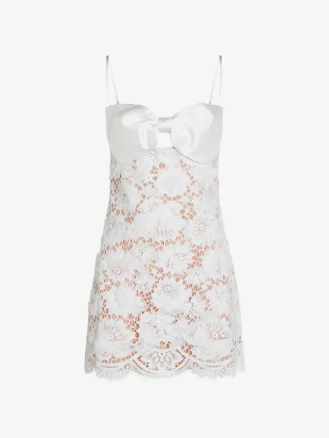 Self-Portrait bow lace mini dress