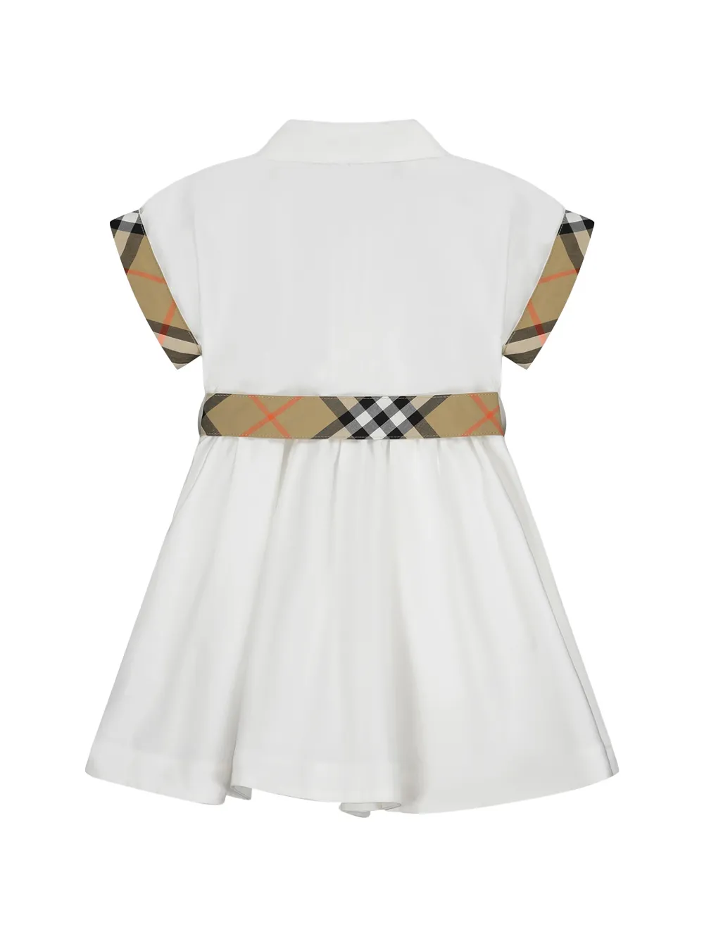 Check Trim Belted Dress