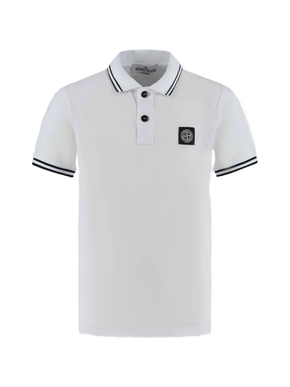 Stone Island Junior striped patch polo shirt - Bianco