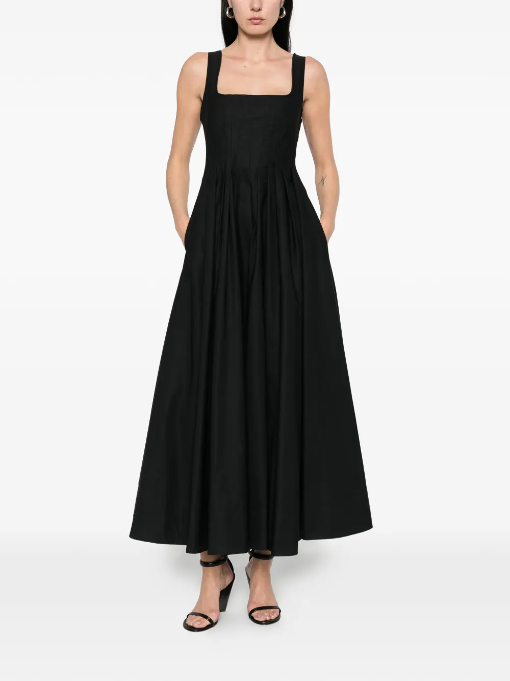 Sportmax Maxi-jurk met vierkante hals Zwart