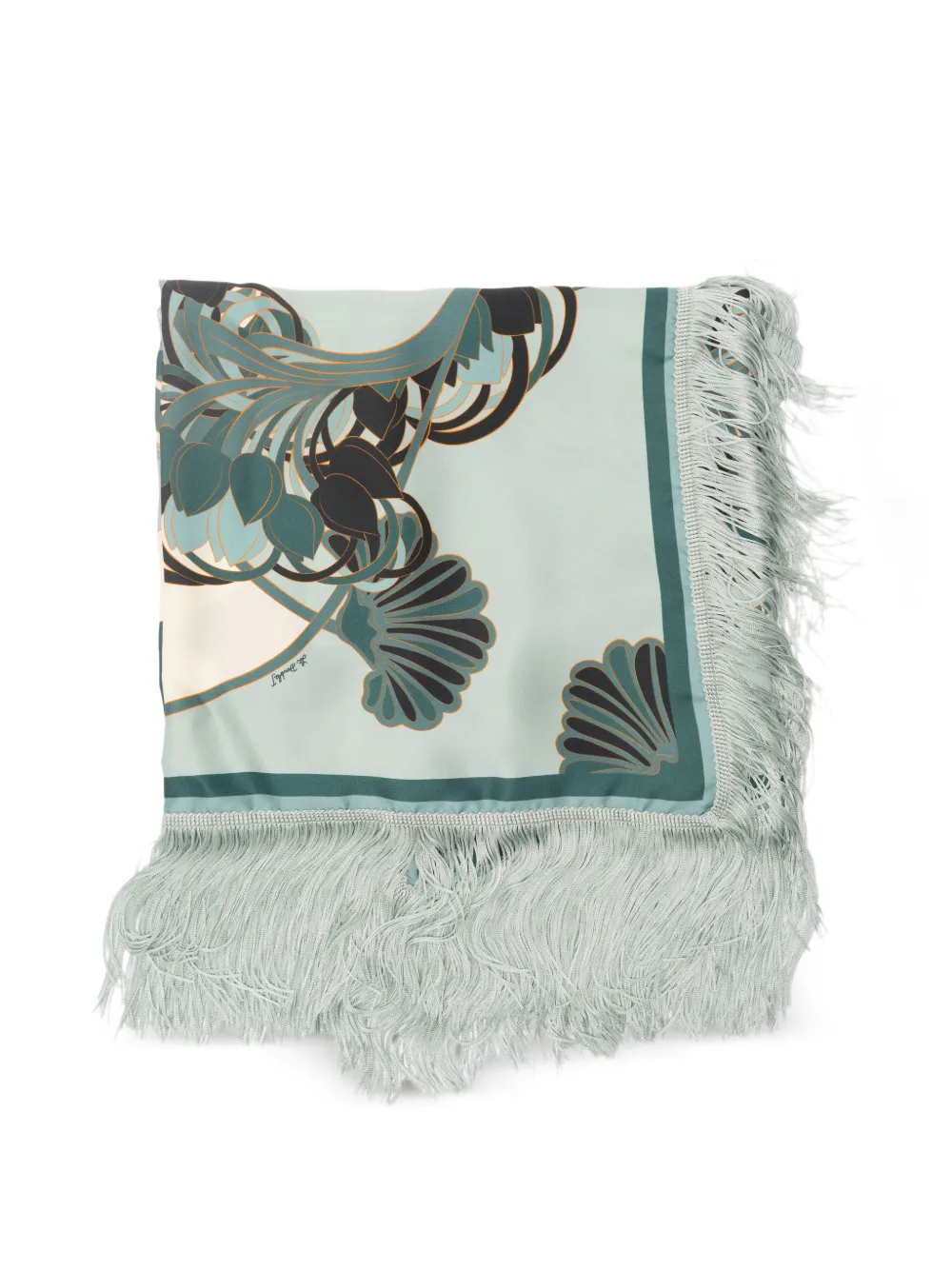 La DoubleJ blooming tulip fringed scarf - Blu