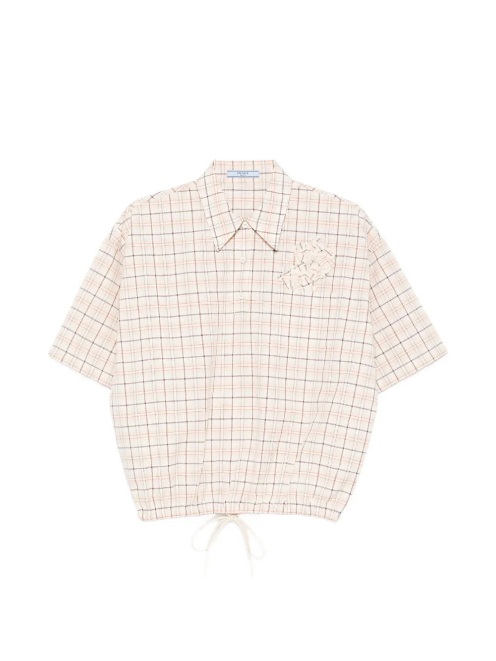 Prada checked floral-appliqué shirt - Toni neutri