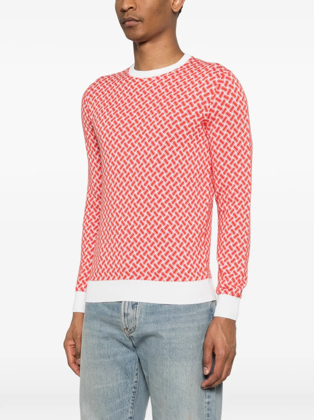 Drumohr Trui met geometrisch patroon Rood