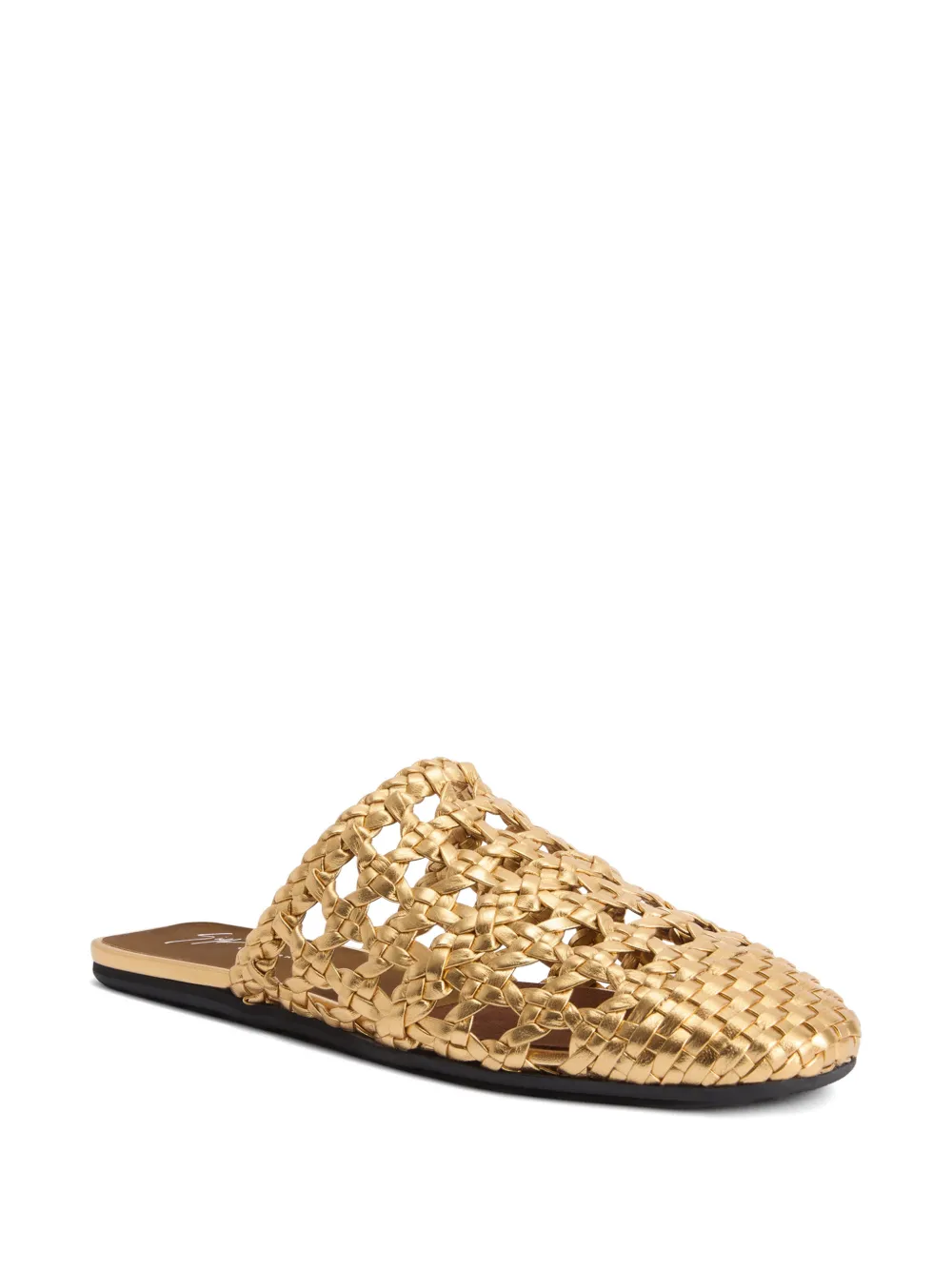Giuseppe Zanotti Geweven gekooide slippers Goud