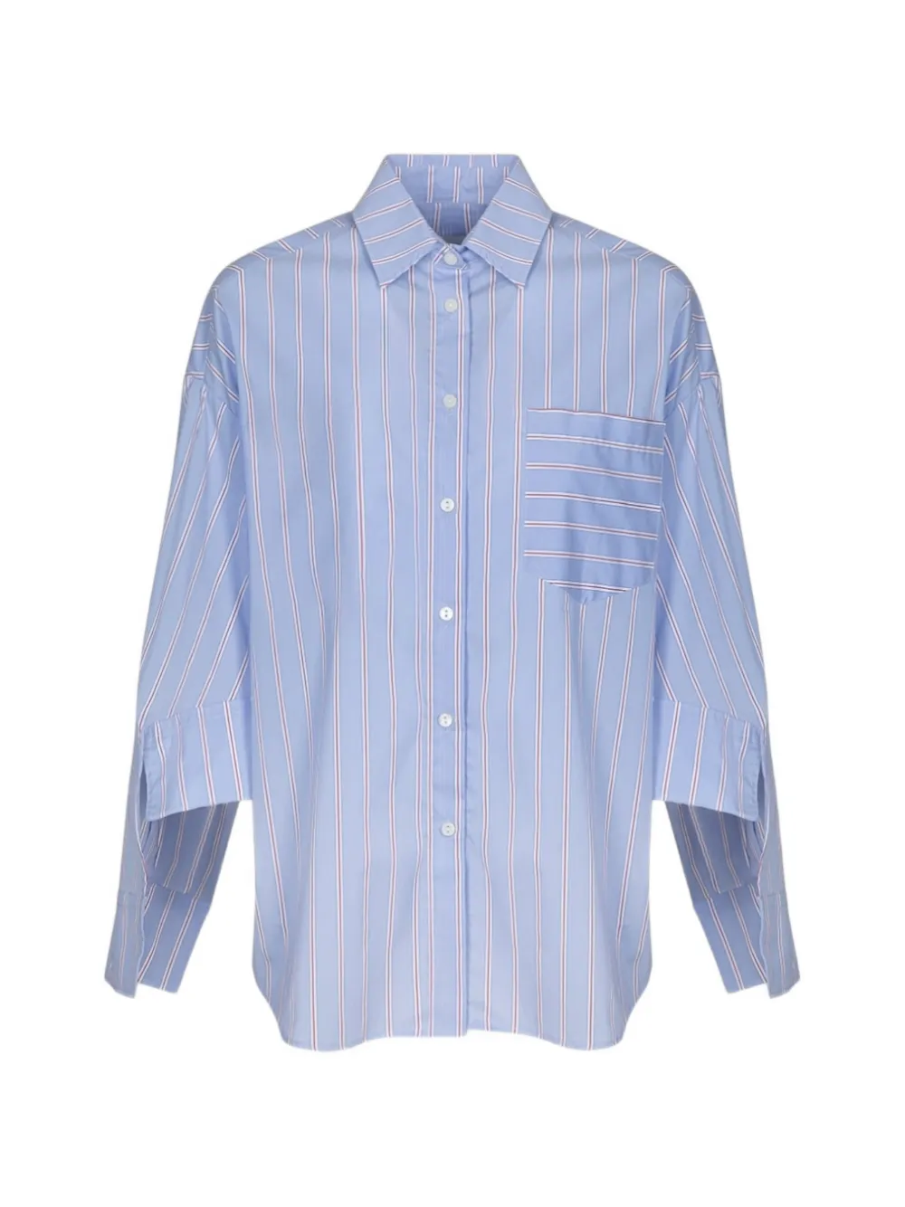Gaelle oversized striped slogan-print shirt - Blu