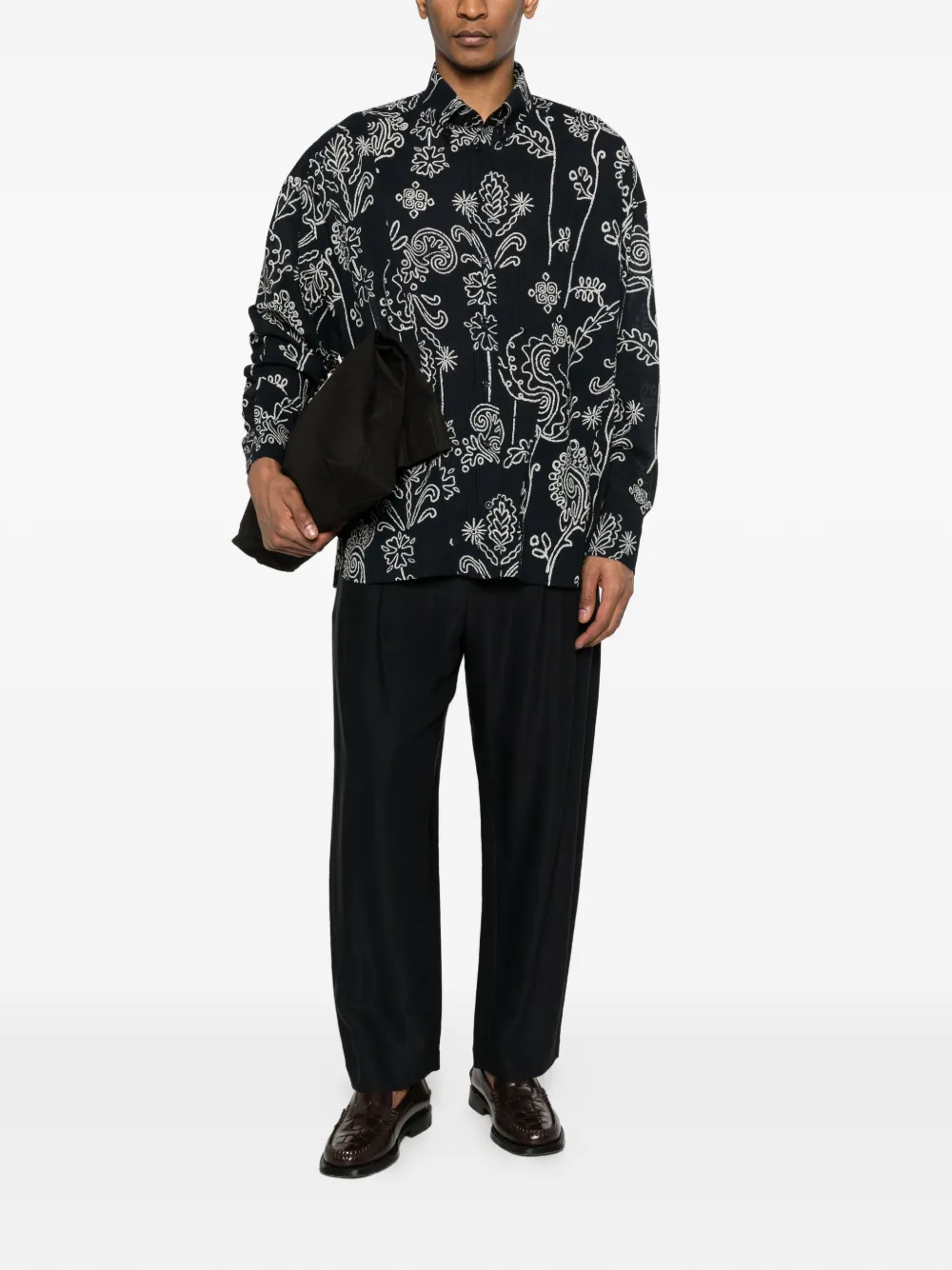 Giorgio Armani Overhemd met bloemenprint Zwart