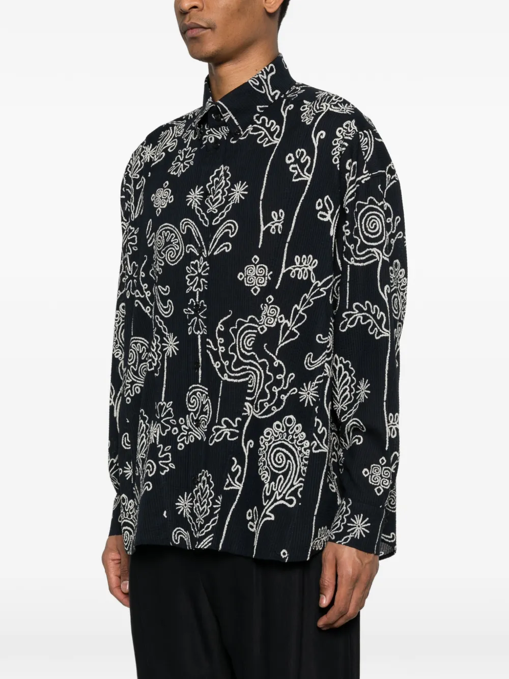 Giorgio Armani Overhemd met bloemenprint Zwart