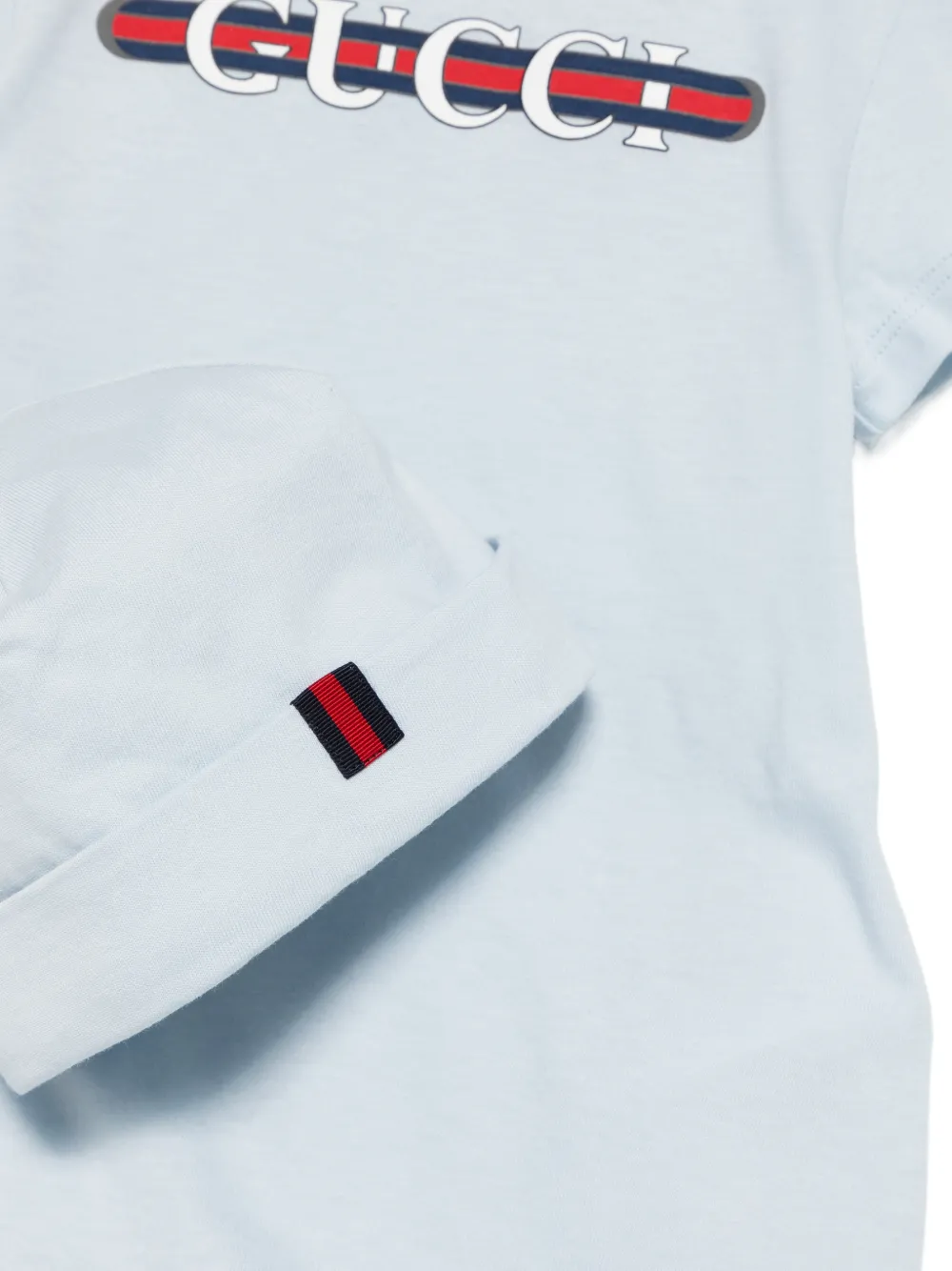 Gucci Kids Katoenen babyset met logodetail (set van drie) Blauw