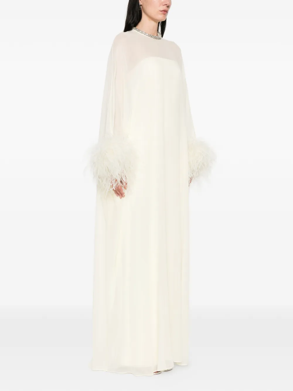  Roland Mouret Feather-trim Gown - Neutrals 