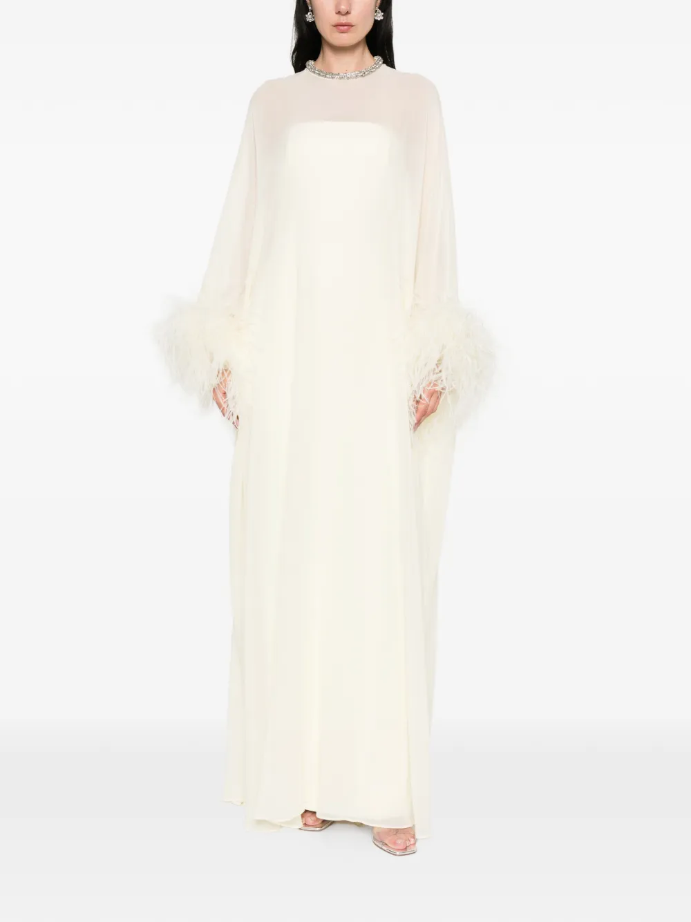  Roland Mouret Feather-trim Gown - Neutrals 