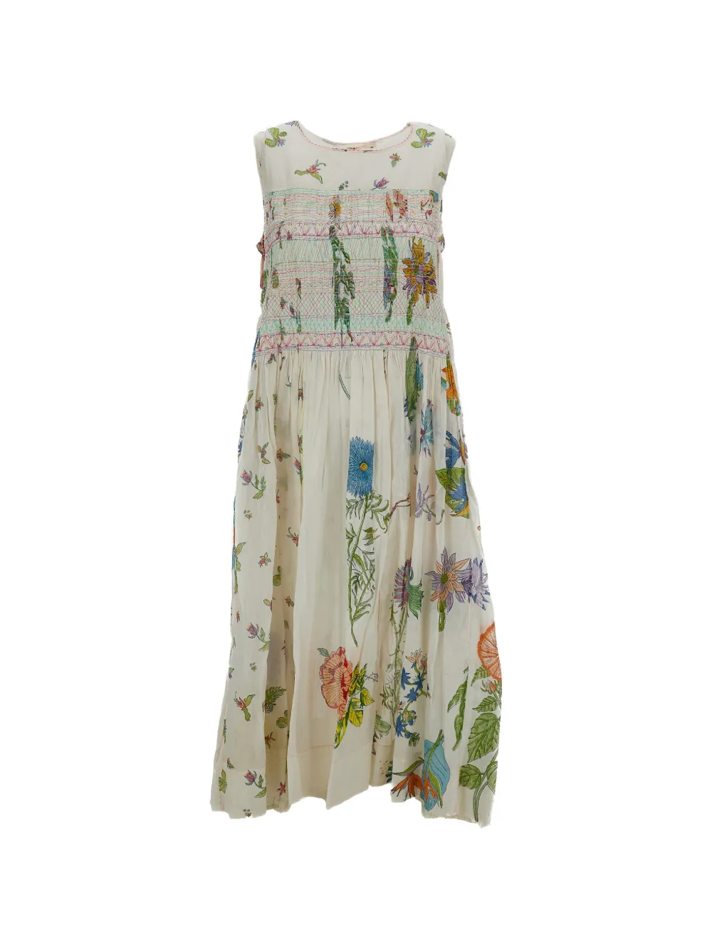 INJIRI Rosalyn floral-print midi dress - Toni neutri