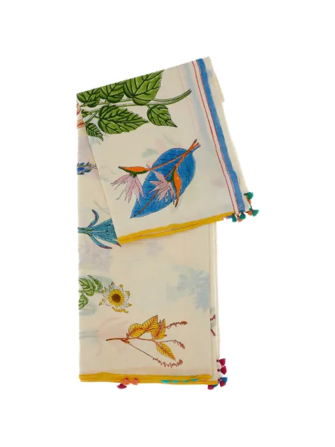 INJIRI floral-print tassel-trimmed scarf
