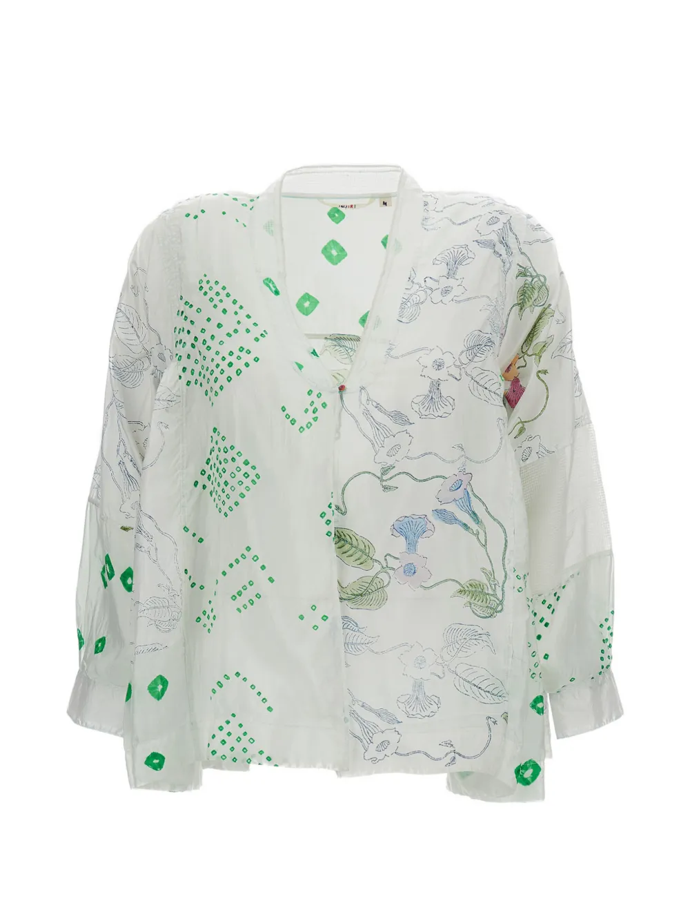 INJIRI printed V-neck shirt - Weiß