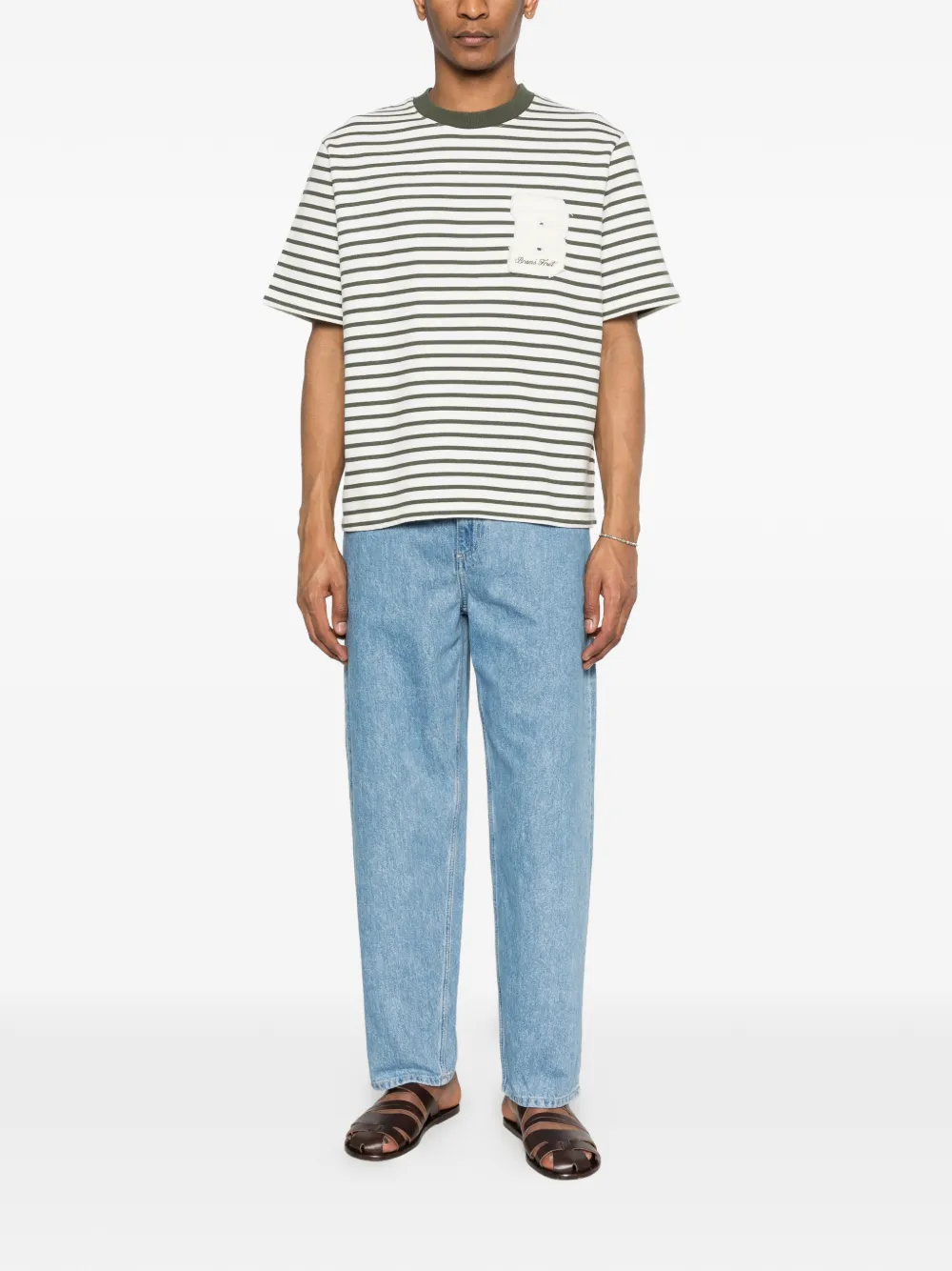  Bram’s Fruit Striped Pocket T-shirt - Neutrals 