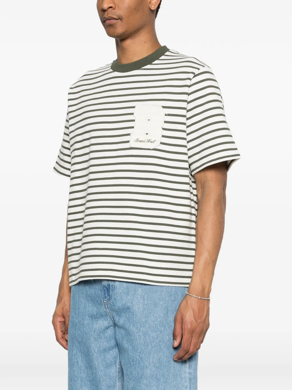  Bram’s Fruit Striped Pocket T-shirt - Neutrals 