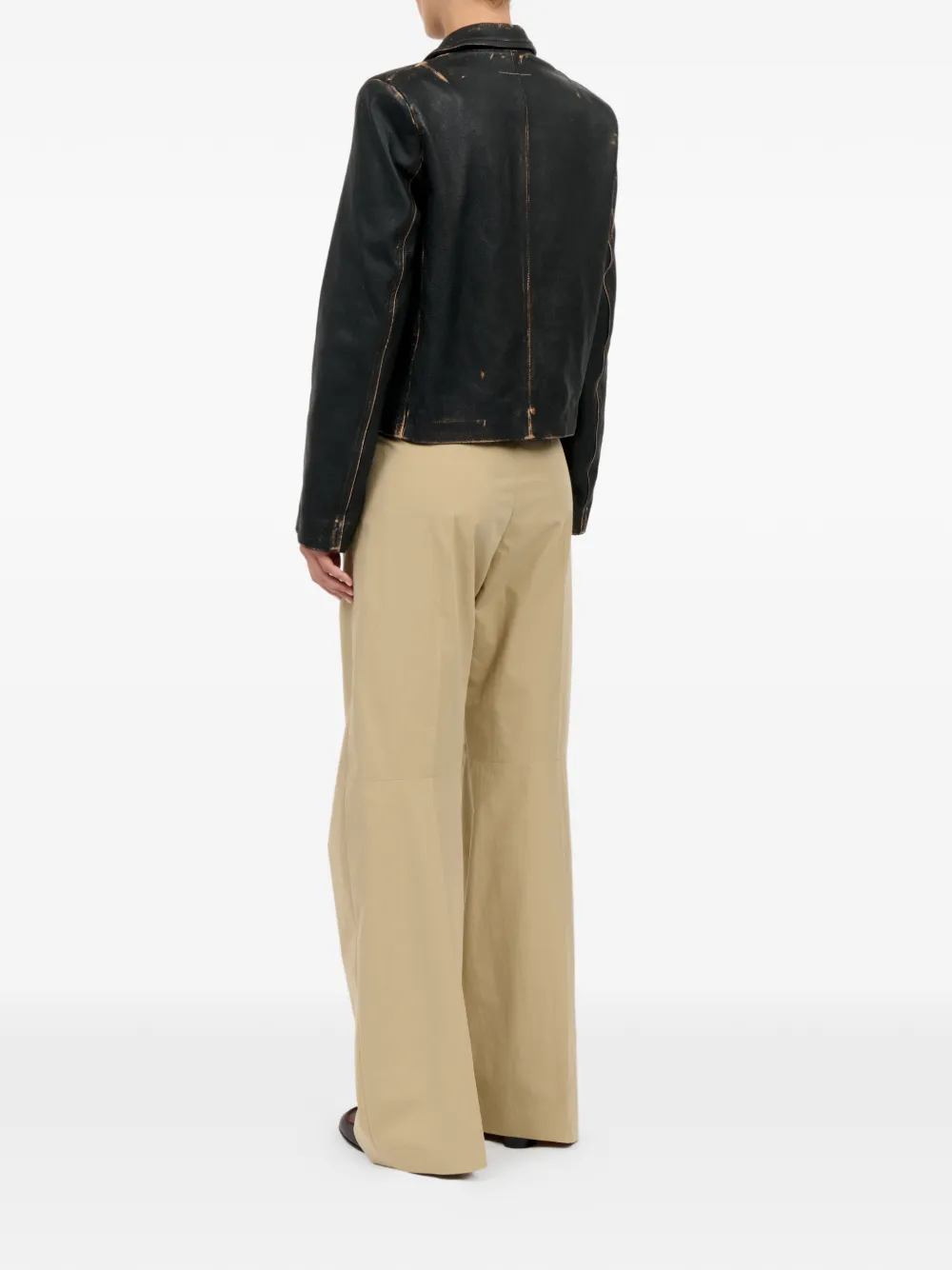 MM6 Maison Margiela Leren jack Zwart