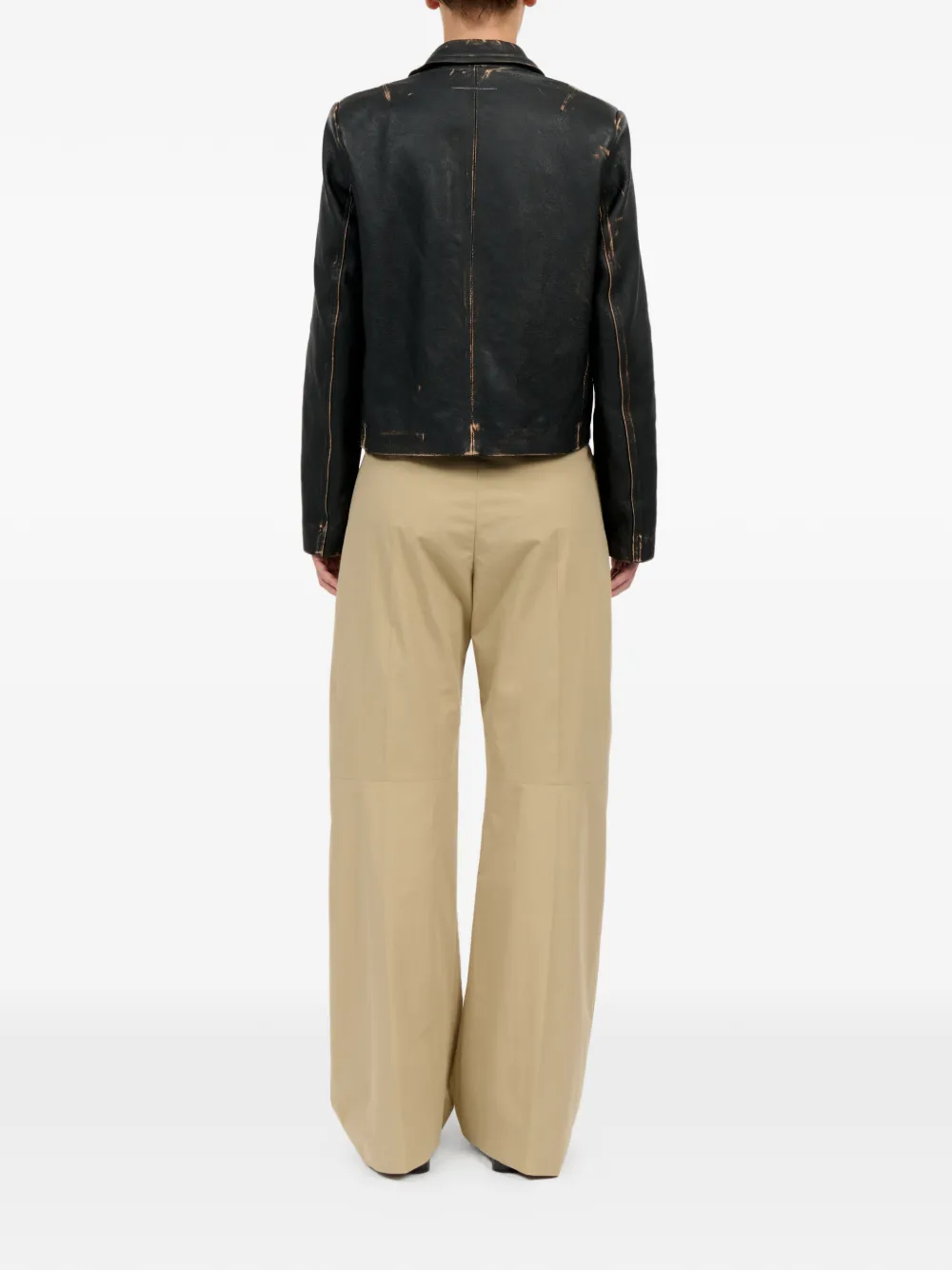 MM6 Maison Margiela Leren jack Zwart