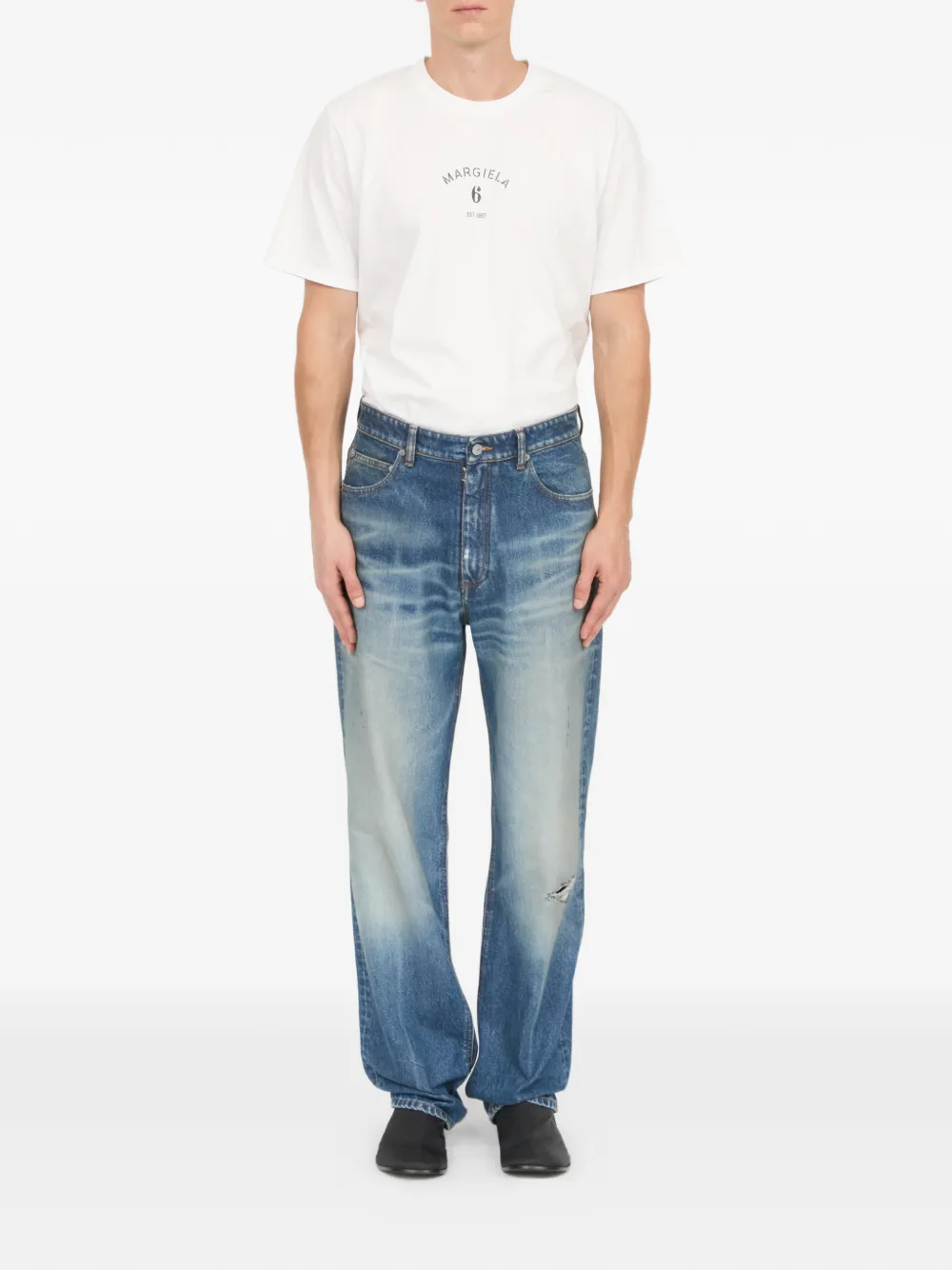 MM6 Maison Margiela Gerafelde broek Blauw