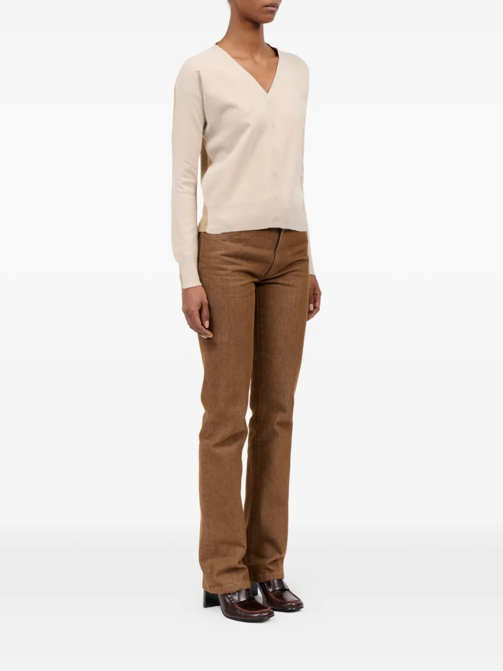 MM6 Maison Margiela Vest met knopen en V-hals Beige