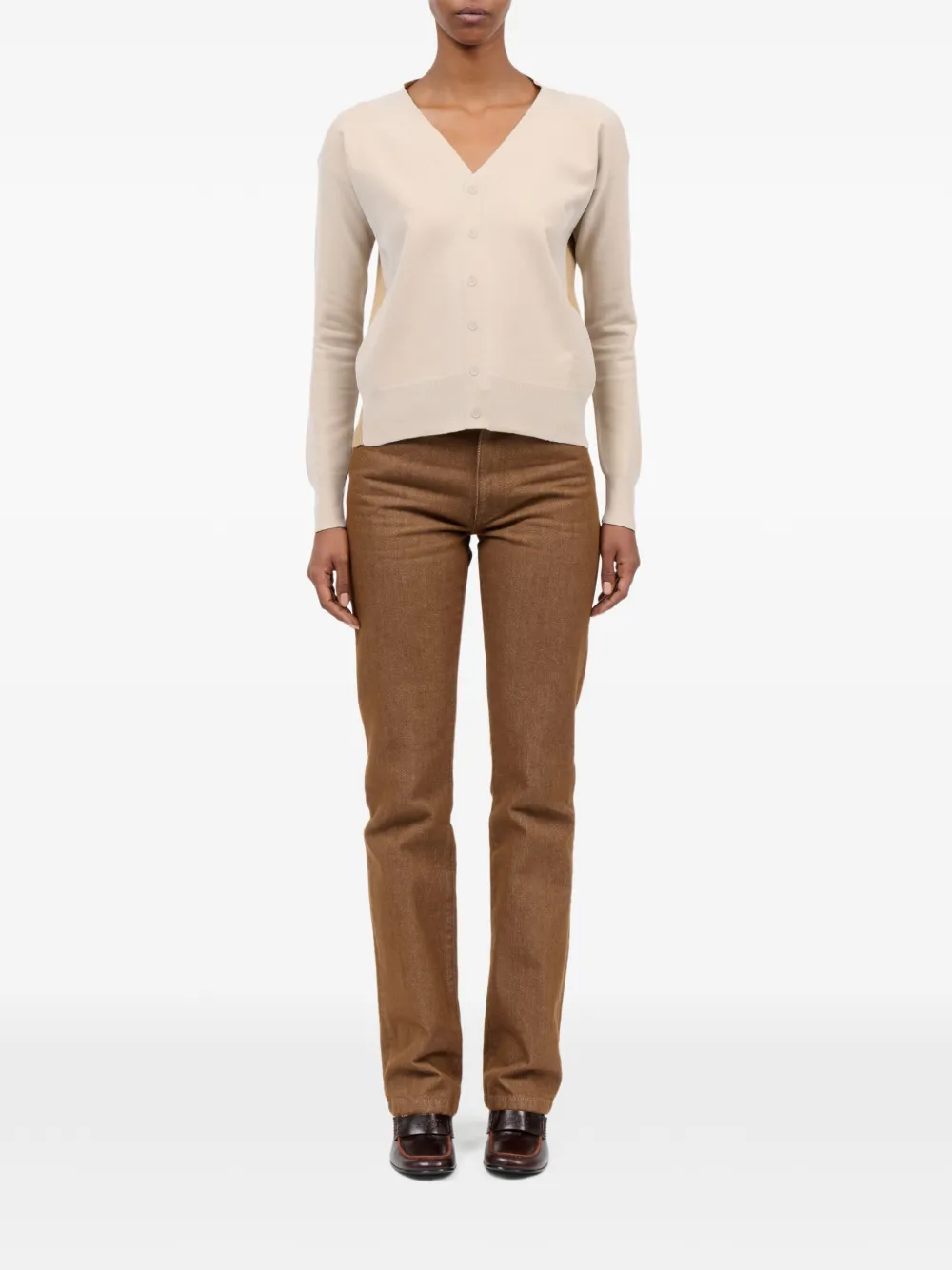 MM6 Maison Margiela Vest met knopen en V-hals Beige