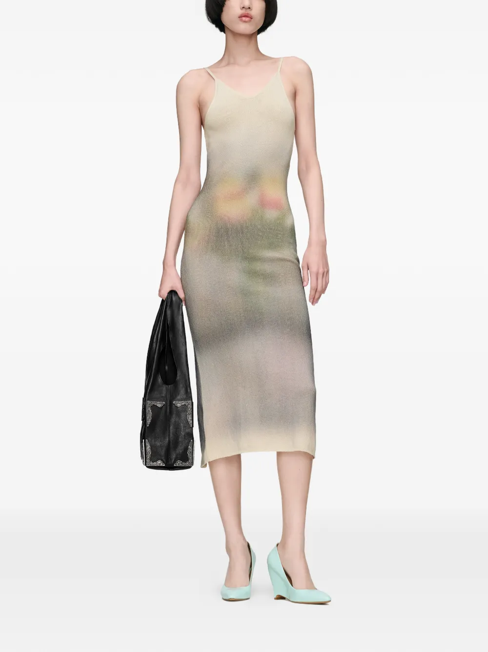 Maison Margiela Midi-jurk met split Beige