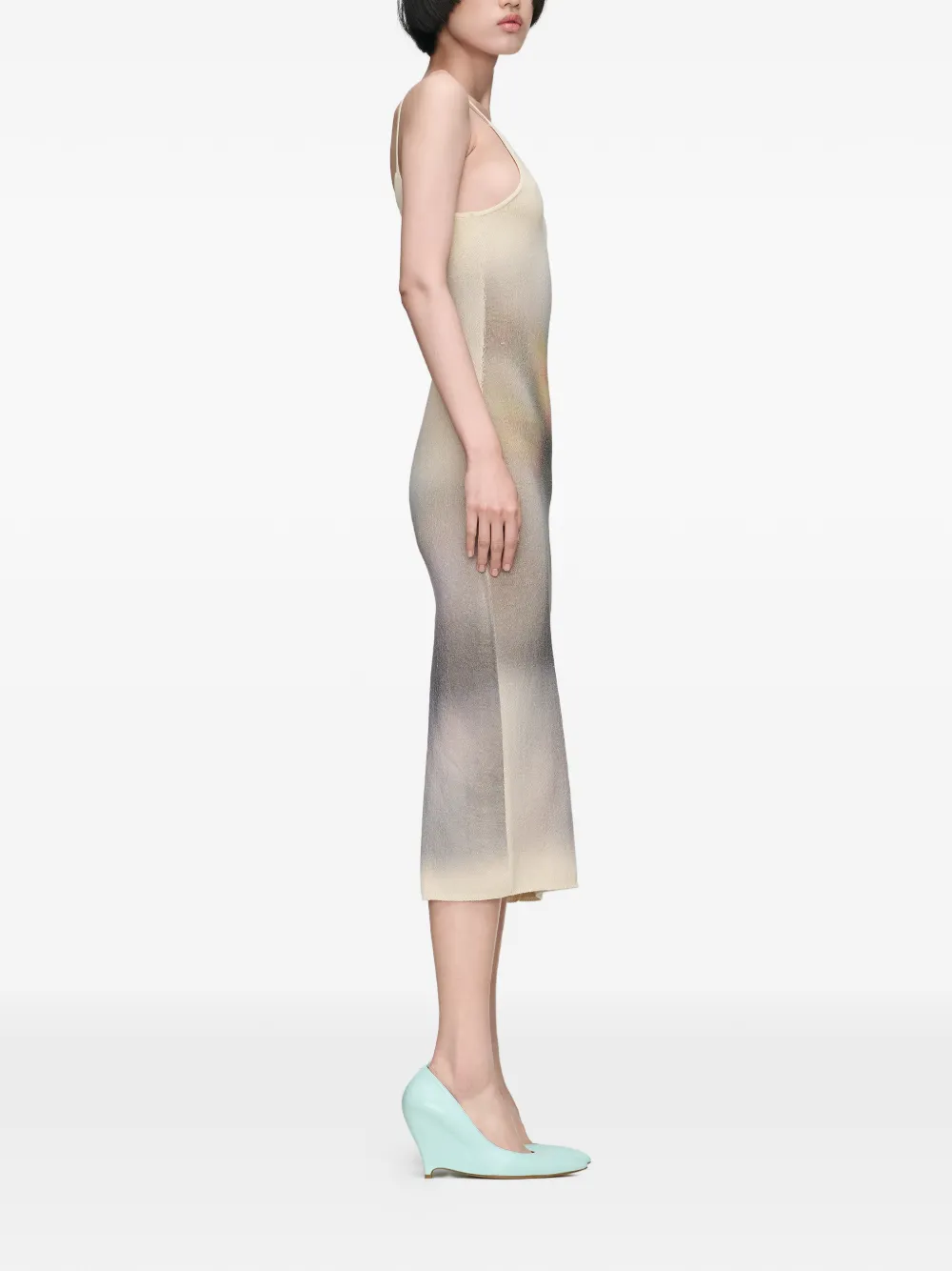 Maison Margiela Midi-jurk met split Beige
