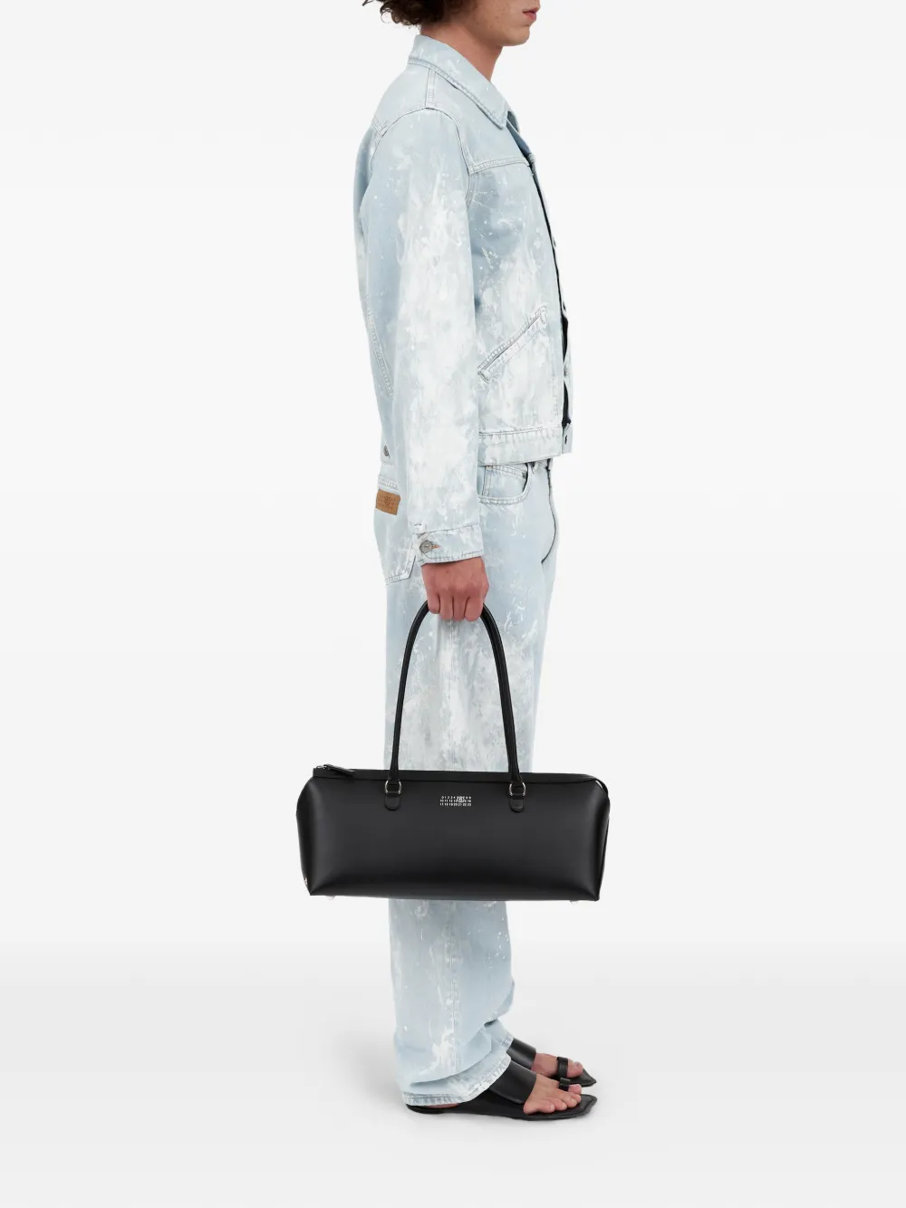MM6 Maison Margiela Grote Bauletto J leren shopper Zwart