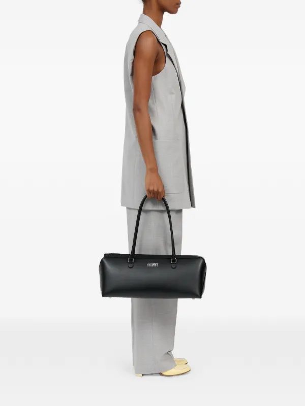 MM6 Maison Margiela Large Bauletto J Leather Tote Bag | Black