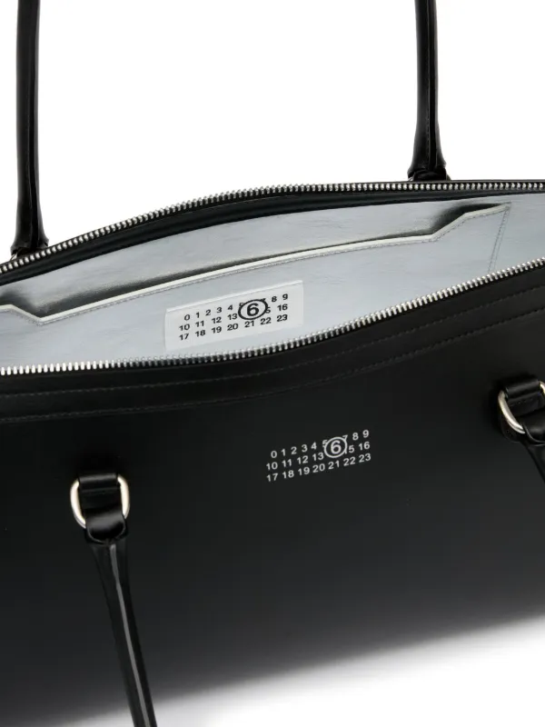 MM6 Maison Margiela Large Bauletto J Leather Tote Bag | Black