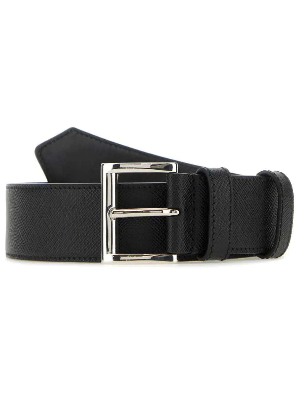 Prada PRADA CO TRIANGLE LOGO BELT BLK textured leather - Nero
