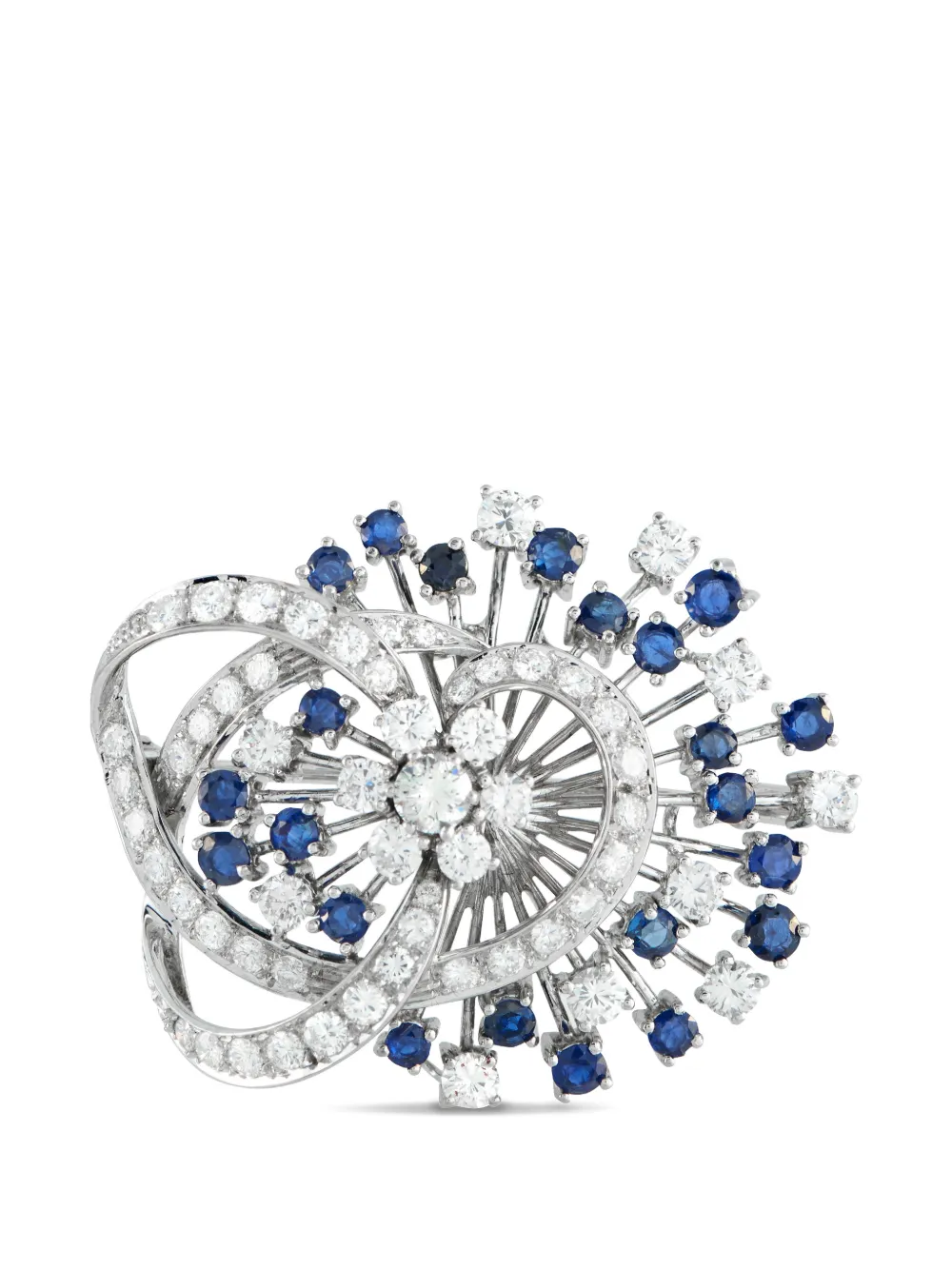 LB Exclusive fan-shaped diamond and sapphires brooch - Argento