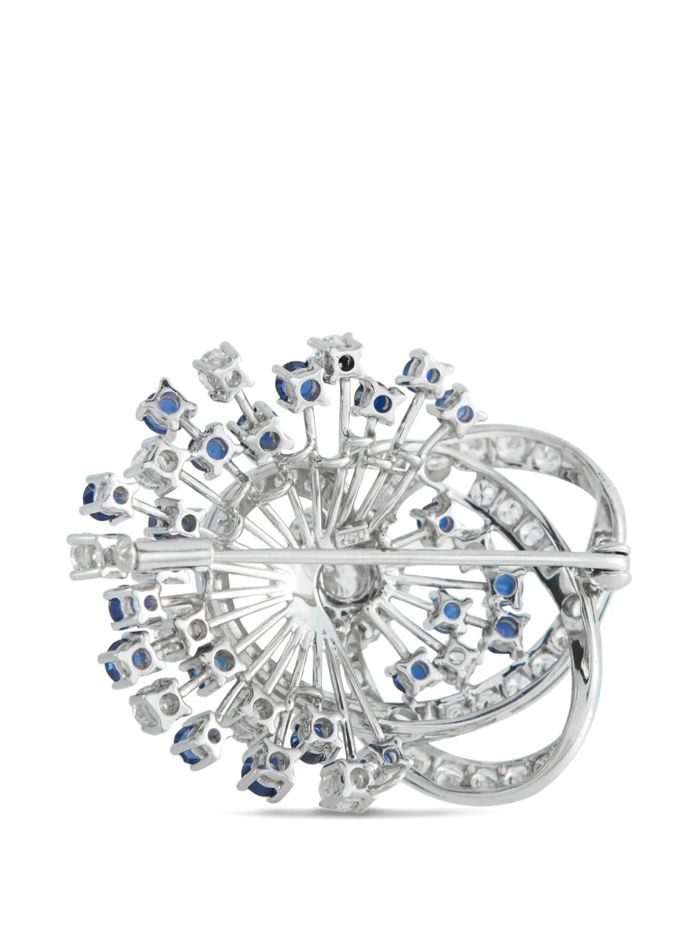 Fan-Shaped Diamond And Sapphires Brooch