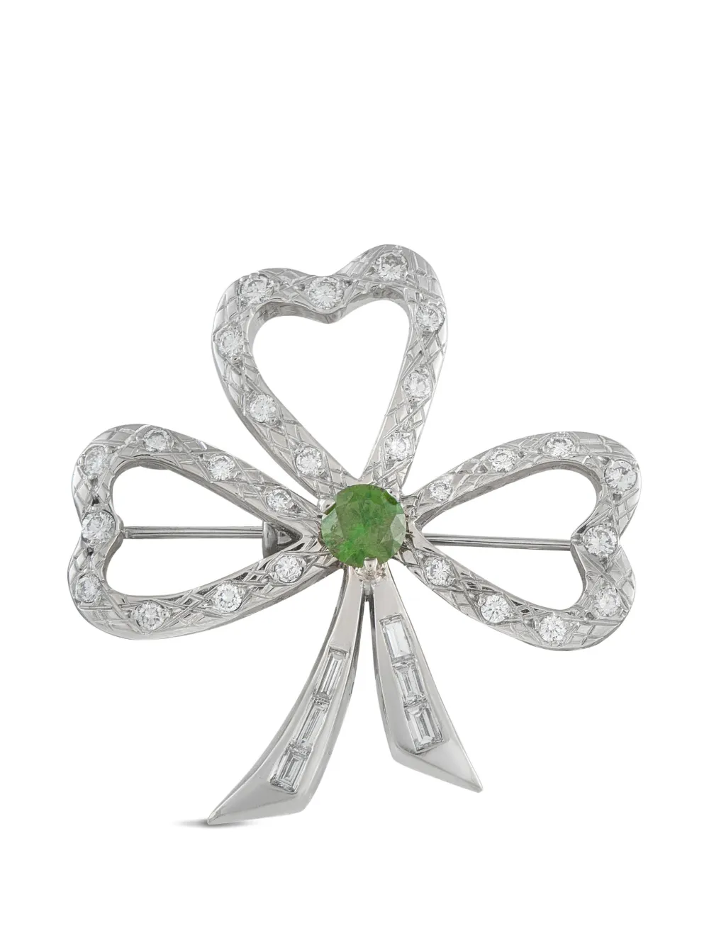 LB Exclusive diamond demantoid clover brooch - Argento