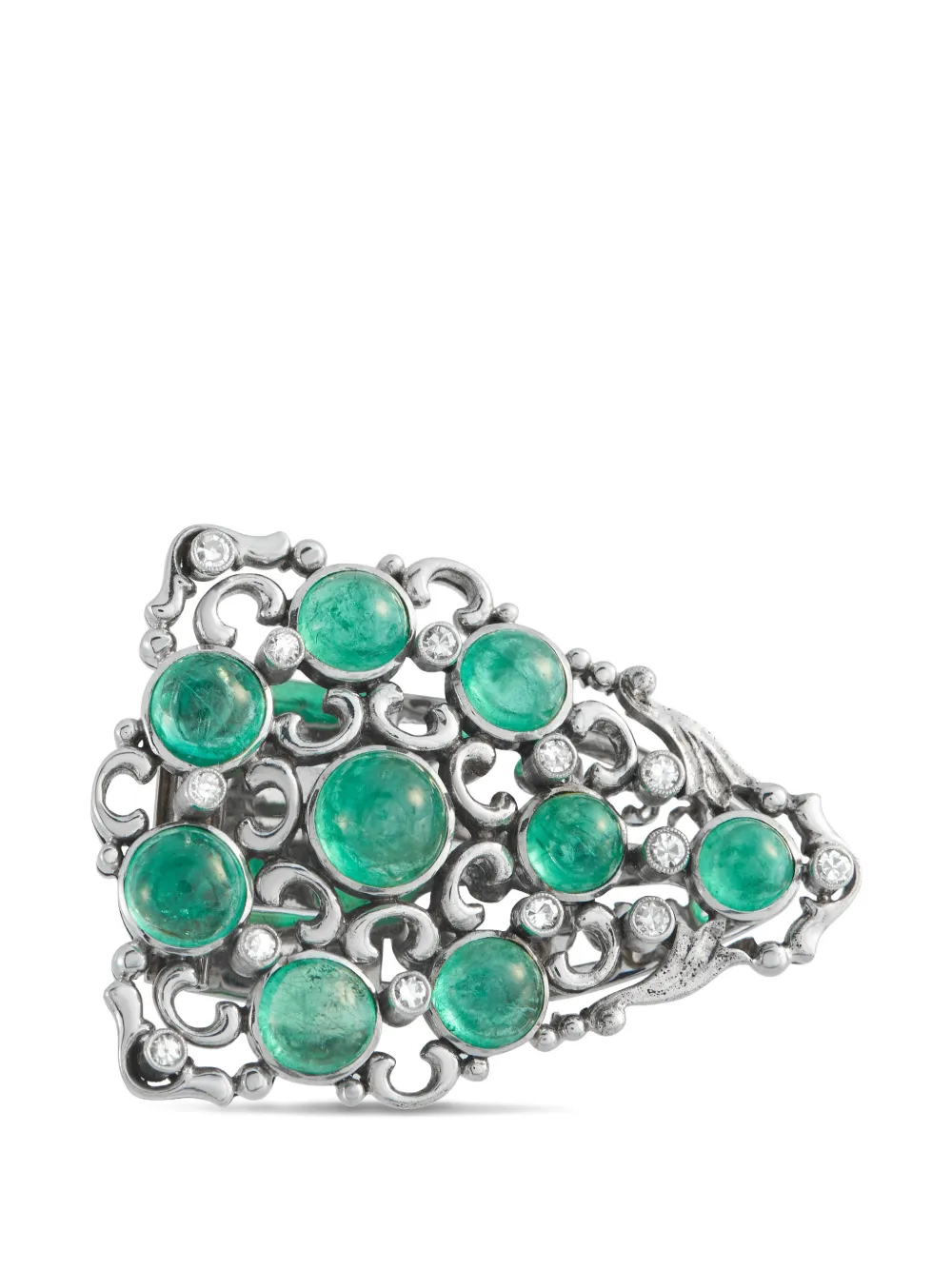 LB Exclusive diamond Colombian-emerald brooch - Argento