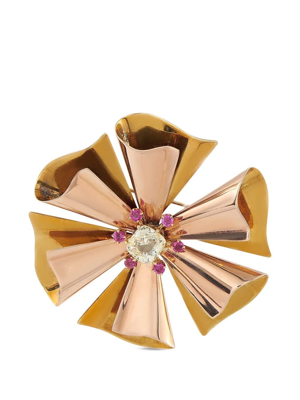 LB Exclusive sapphire ruby floral brooch - Oro