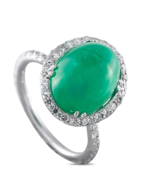 LB Exclusive diamond and emerald cocktail ring 