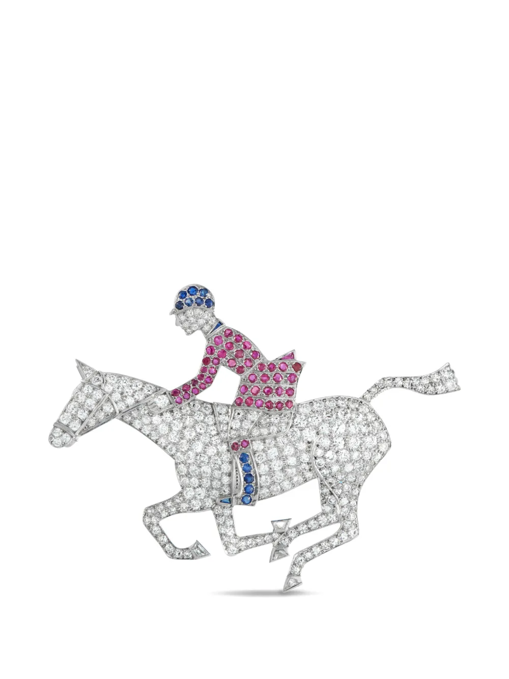 LB Exclusive multi-stone horse and jockey brooch - Argento