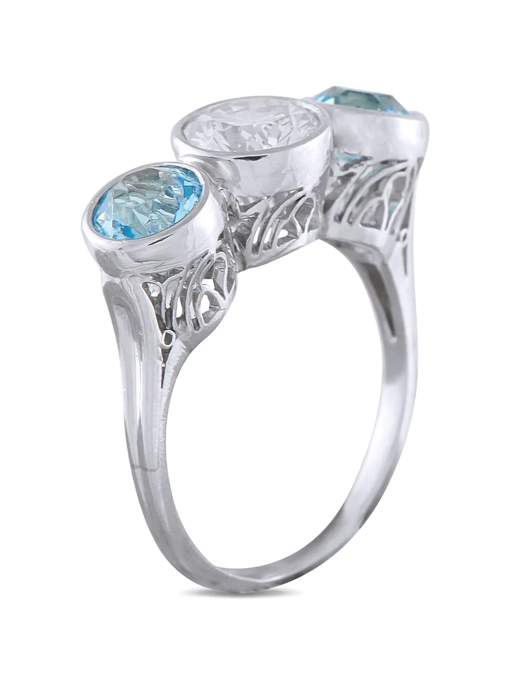 Lb Exclusive Platinum 1.10ct Diamond And Blue Zircon Ring Mf35-021926