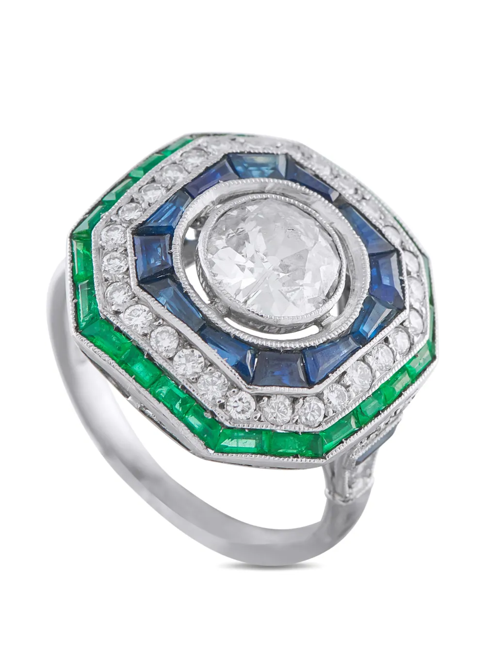 LB Exclusive diamond sapphire emerald ring - Argento