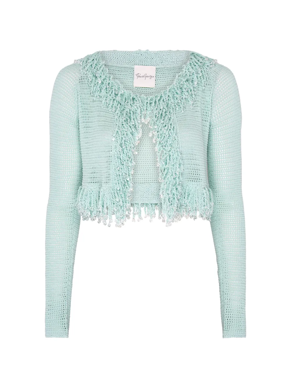 Paris Georgia Fishnet-Cardigan mit Fransen - Blau