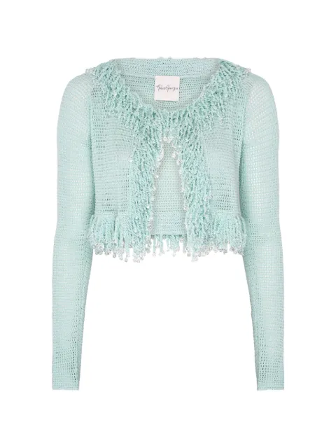 Paris Georgia fringed fishnet cardigan