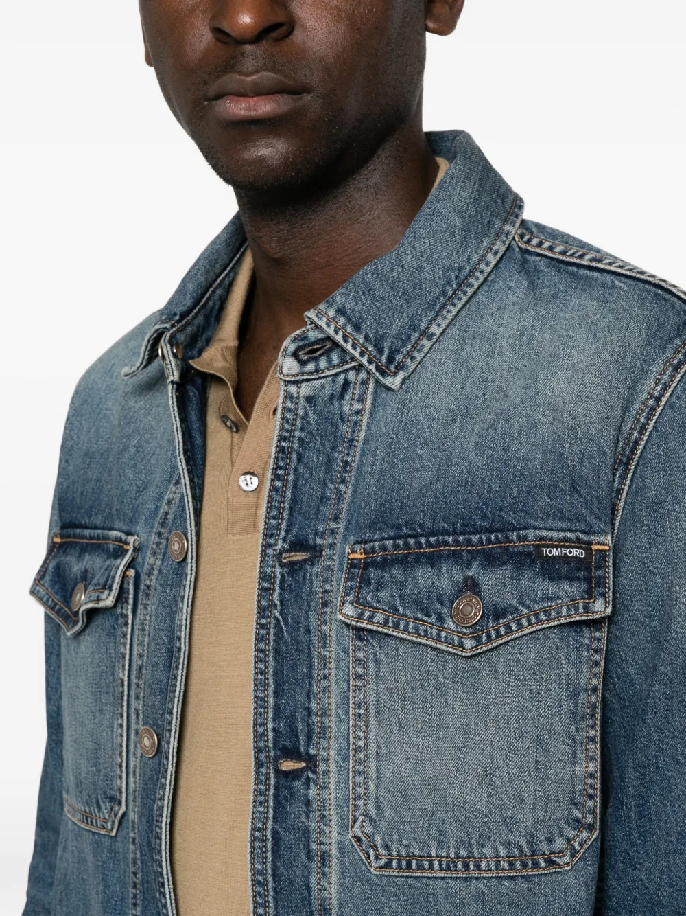 TOM FORD Vervaagd denim jack Blauw