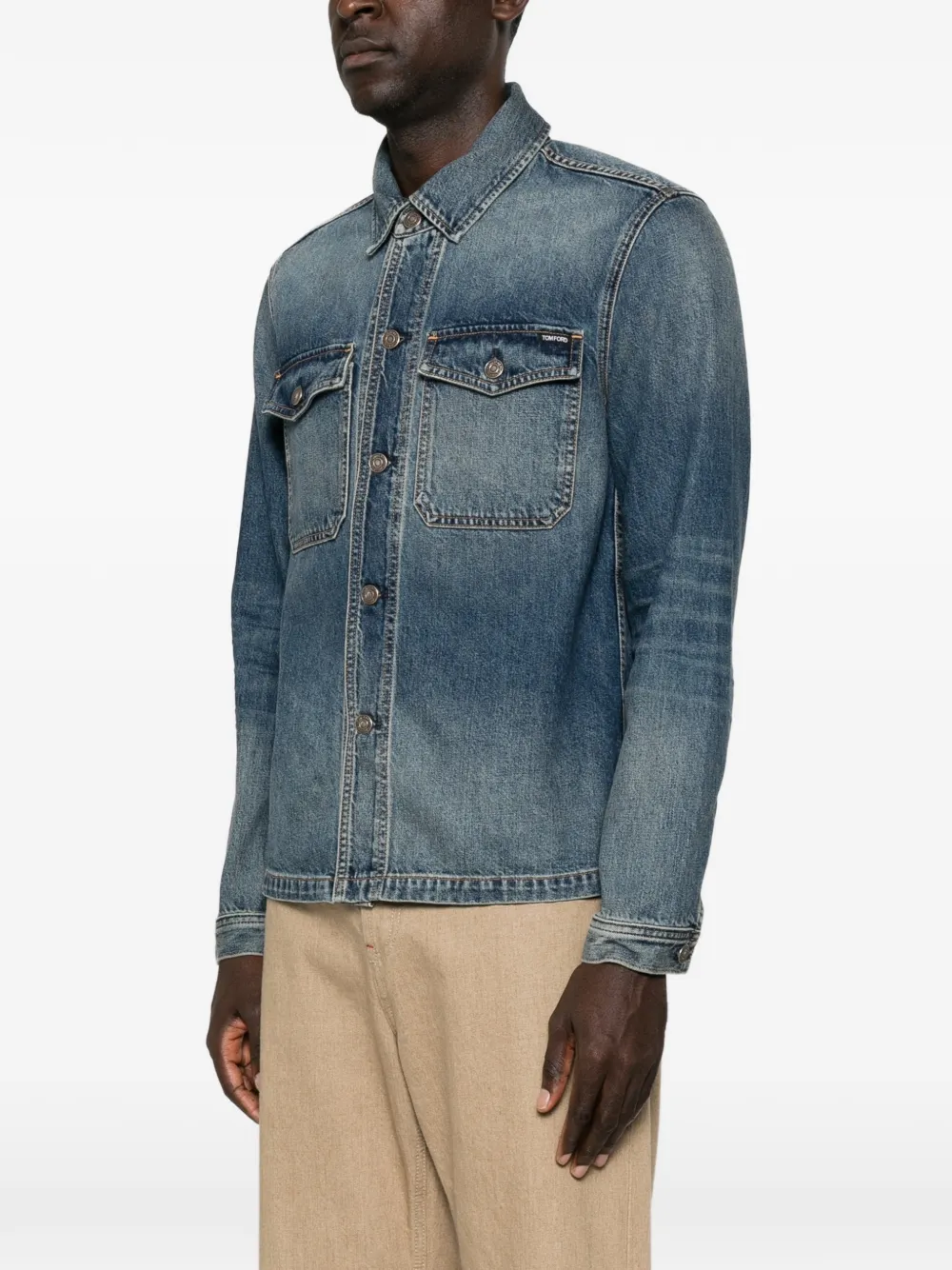 TOM FORD Vervaagd denim jack Blauw