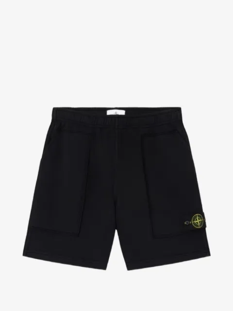 Stone Island 6200022 organic cotton fleece loose-wide-leg-fit jogger shorts with pockets