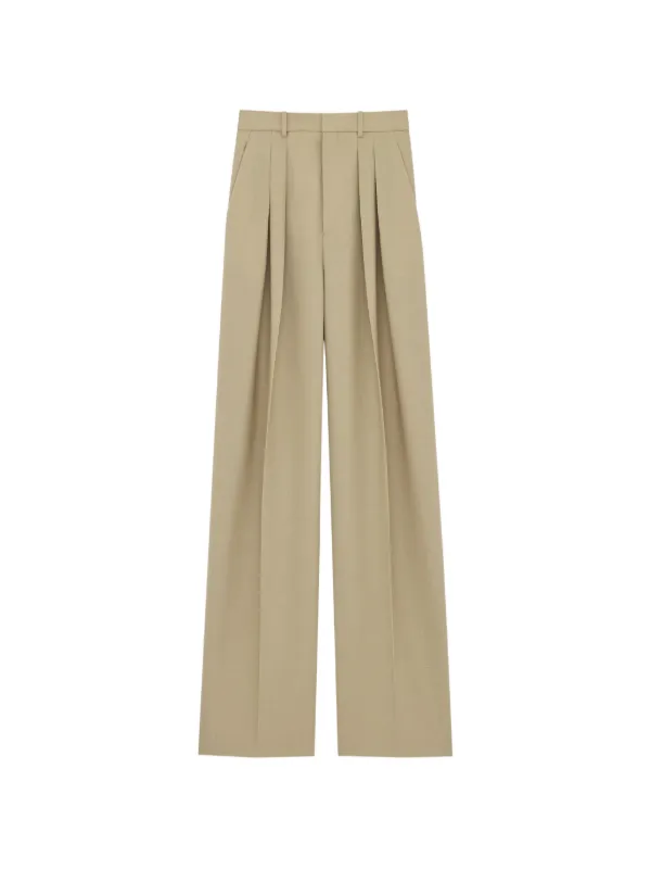 Saint Laurent Trousers in Wool and Silk in Neutrals