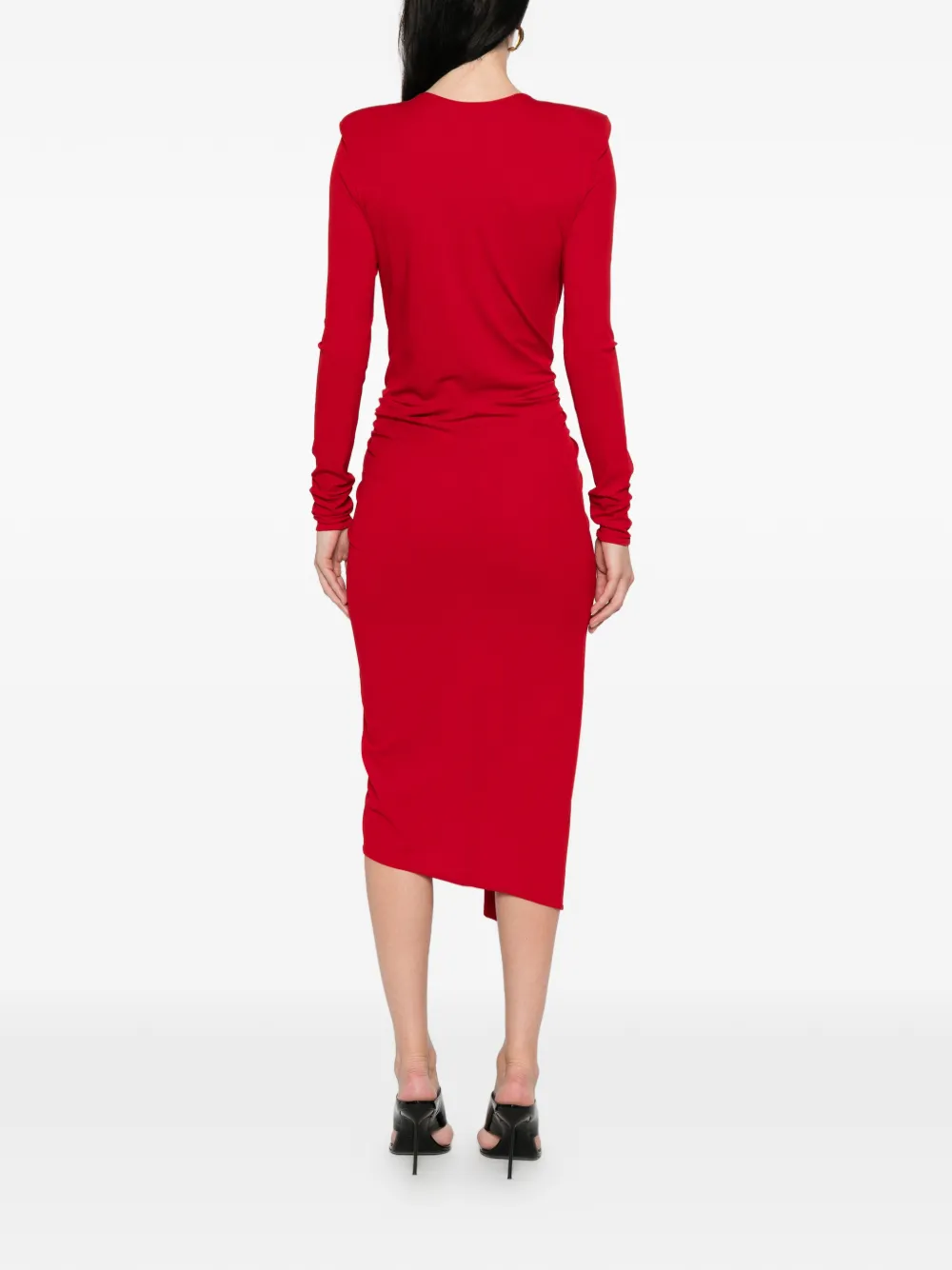 Alexandre Vauthier Midi-jurk met V-hals met geknoopt detail Rood